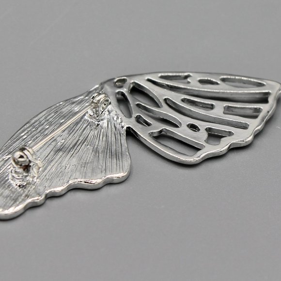 Butterfly wind shaped pin brooch silver blue - Picture 9 of 10